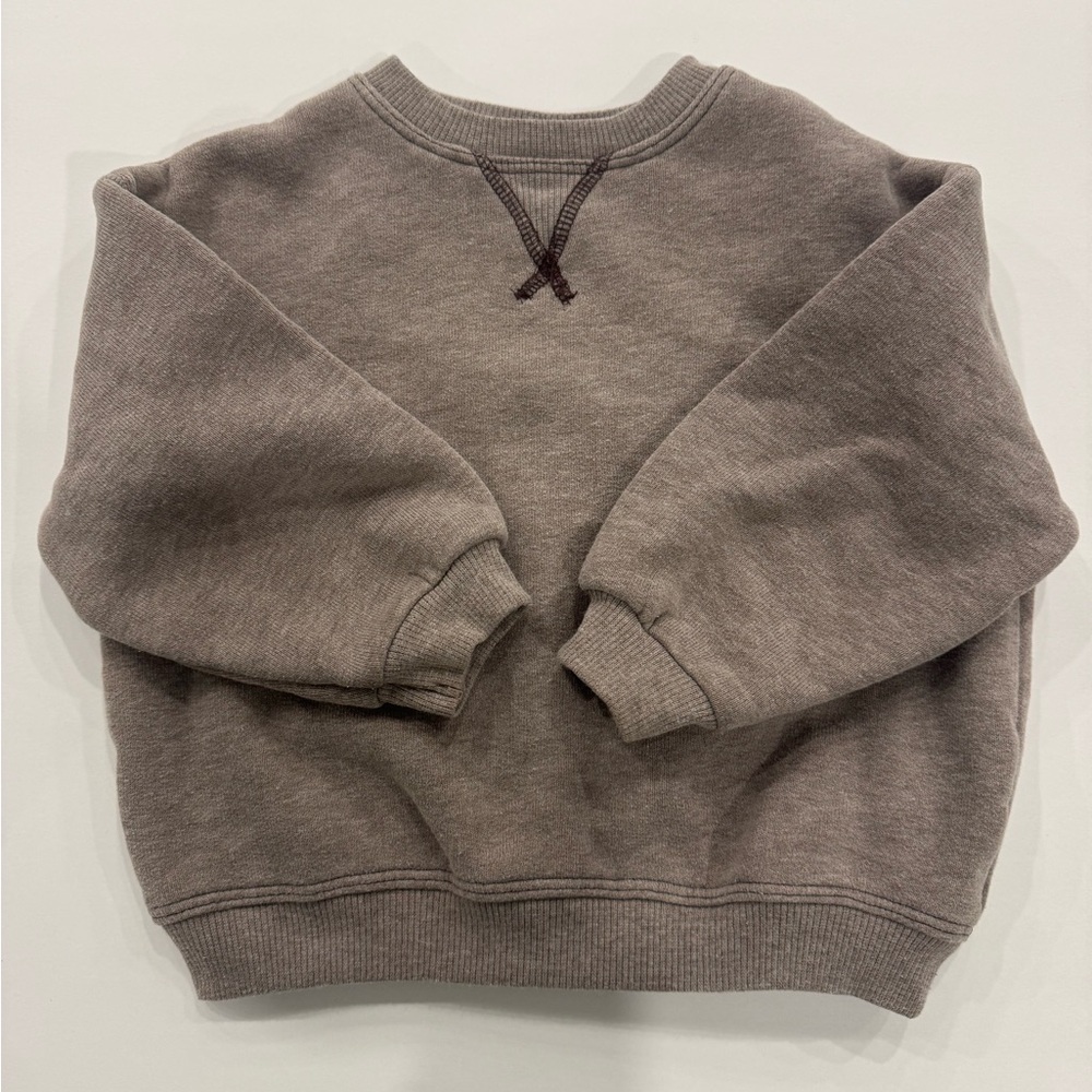 Zara Neutral Toddler Crewneck Sweatshirt Sweater Brown Size 2